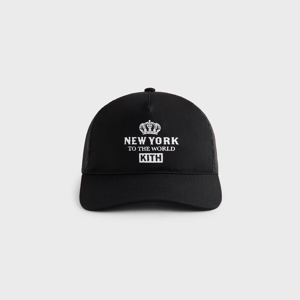 Kith New York To The World Relaxed Twill Nolan Trucker Hat - Black