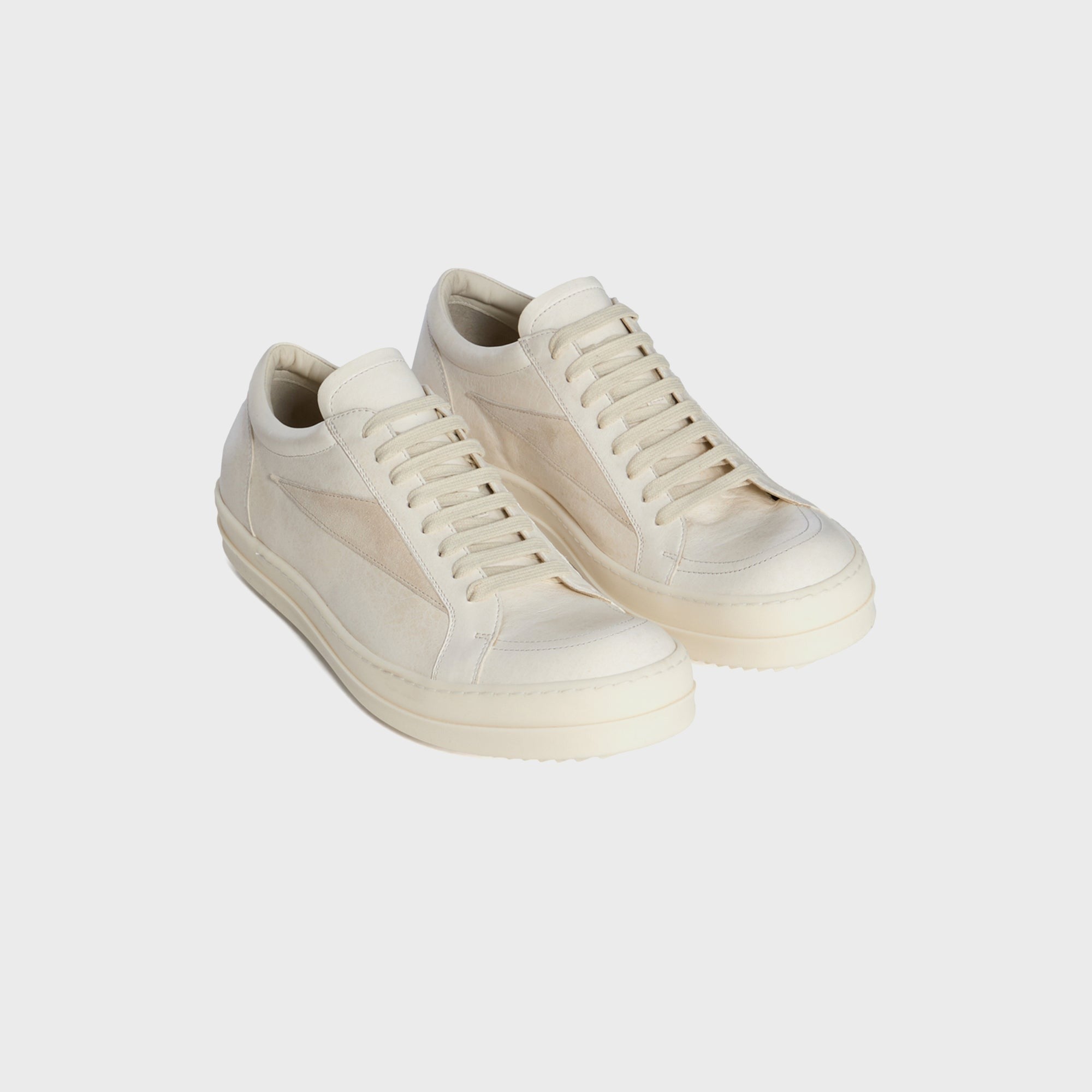 Rick Owens Scarpe In Pelle Vintage Sneaks - Milk / Milk / Milk