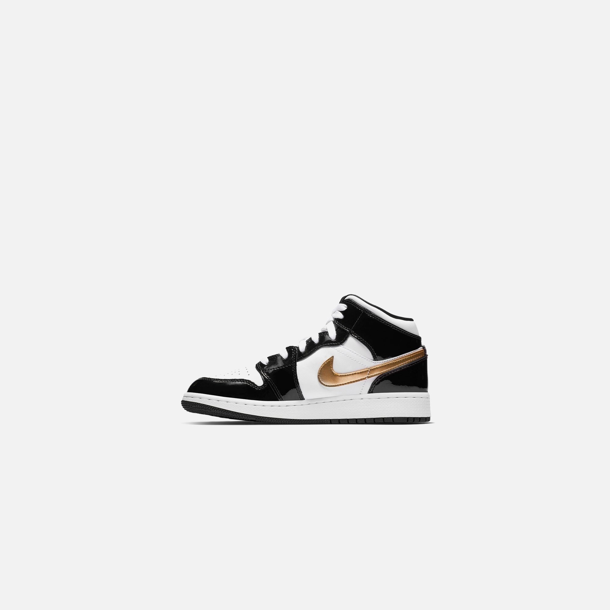 Nike GS Air Jordan 1 Mid SE - Black / Metallic Gold / White