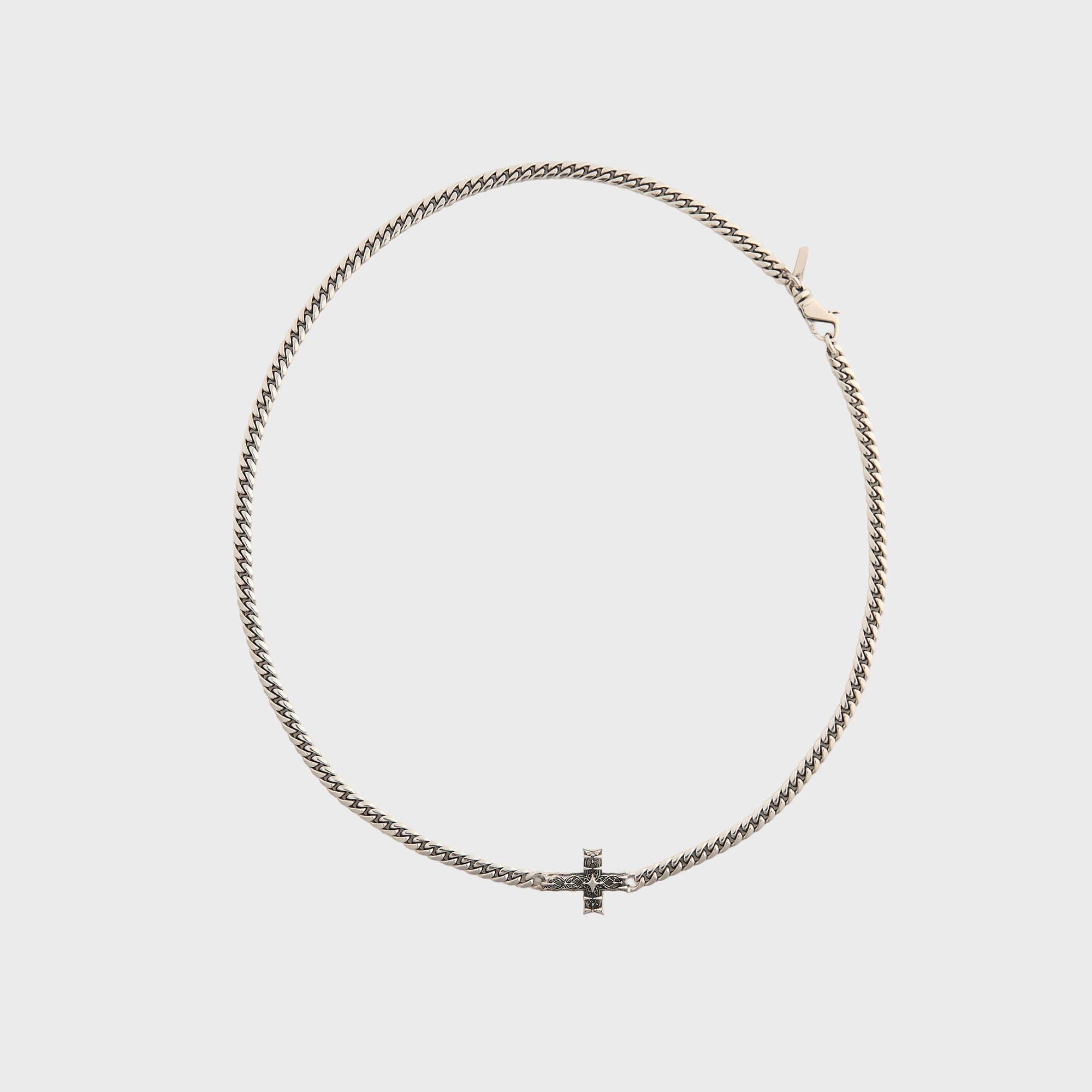 Emanuele Bicocchi Notre Dame Cross Chain Necklace - Silver
