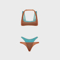 Oseree Double Sporty Lurex Bikini Set - Orange Sea / Turquoise