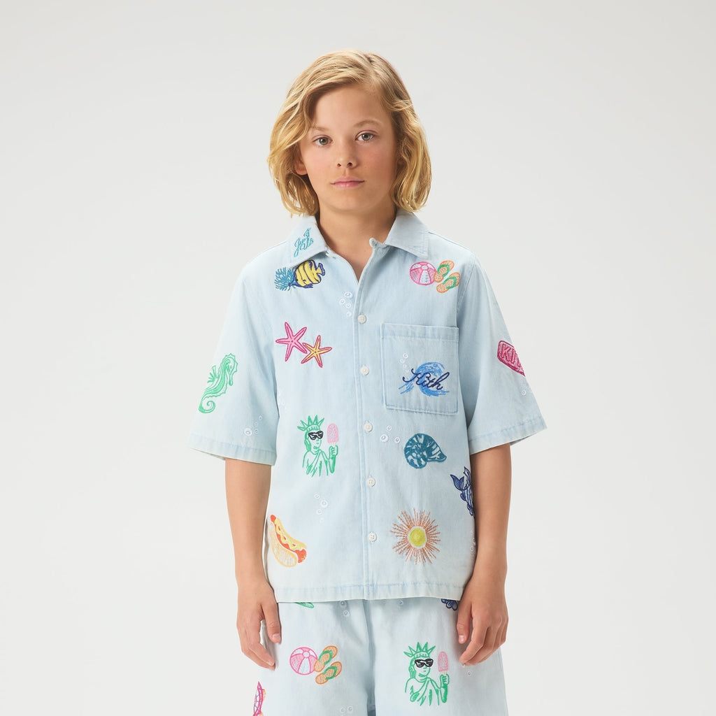 Kith Kids Novelty Thompson Camp Shirt - Light Indigo