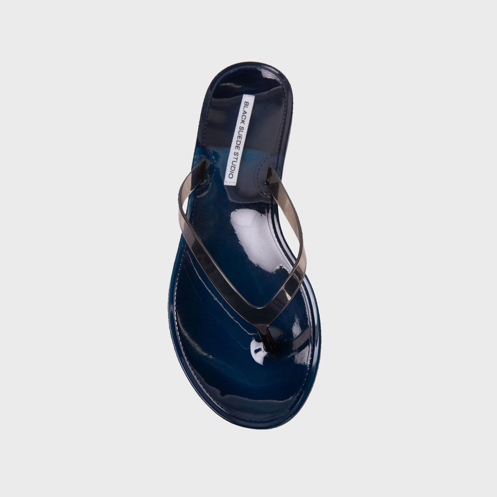 Black Suede Studio Crystal Sandal - Navy / Black PVC