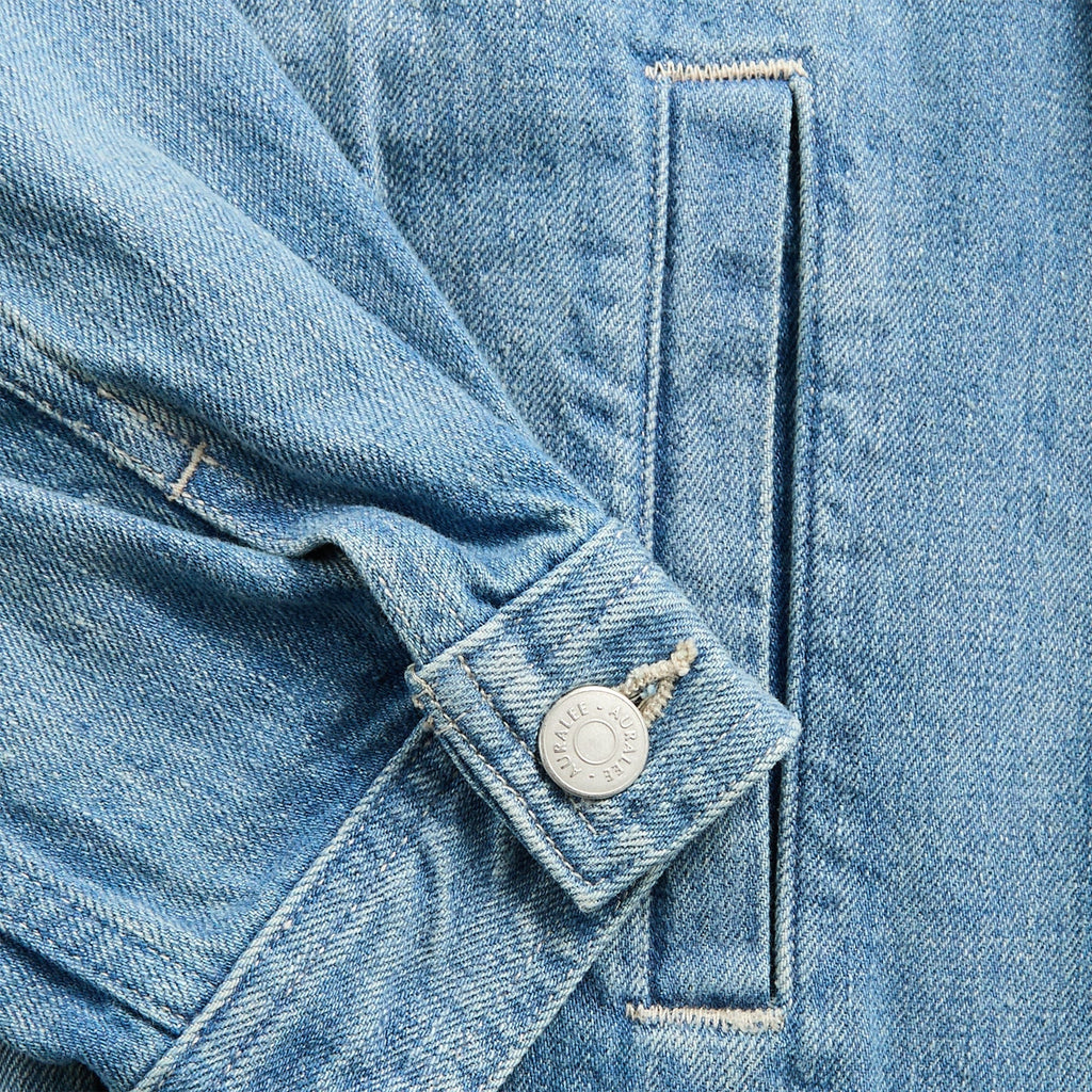 Auralee Selvedge Faded Light Denim Blouson - Light Indigo