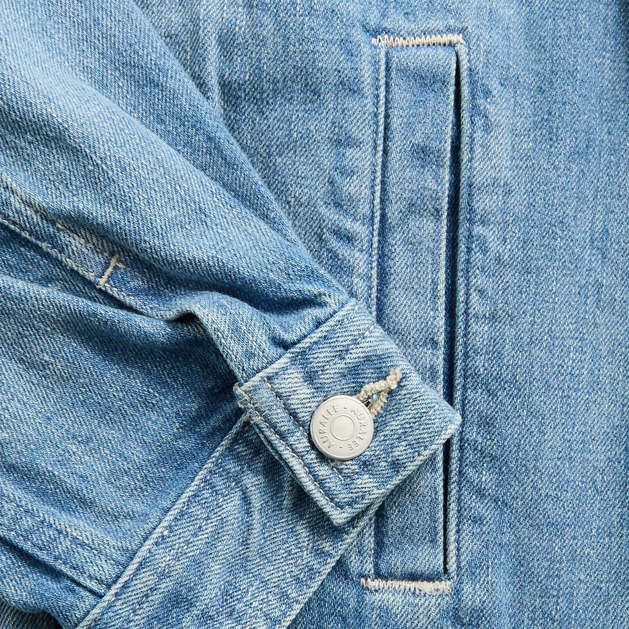 Auralee Selvedge Faded Light Denim Blouson - Light Indigo