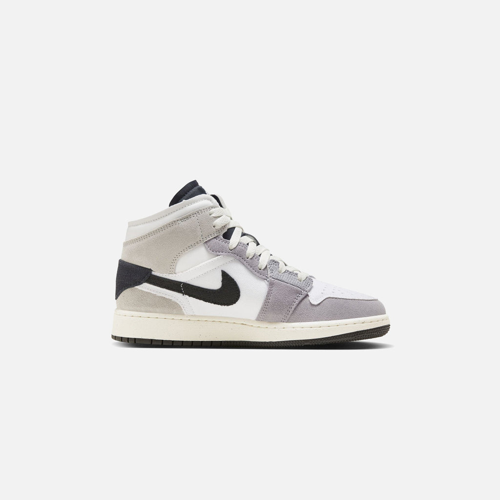 Nike Grade School Air Jordan 1 Mid Se - Cement Grey / Black / White / Tech Grey