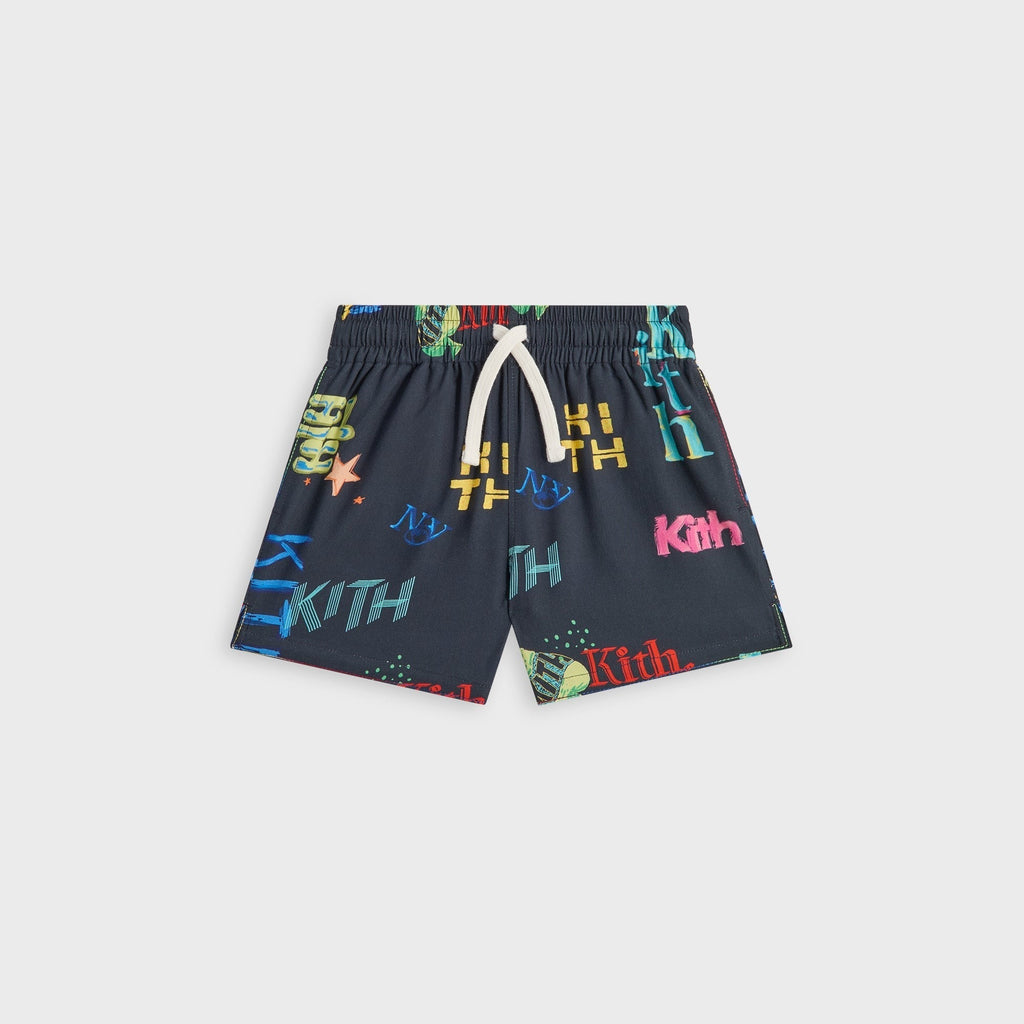 Kith Kids Thompson Camp Tossed Monogram Short - Nocturnal