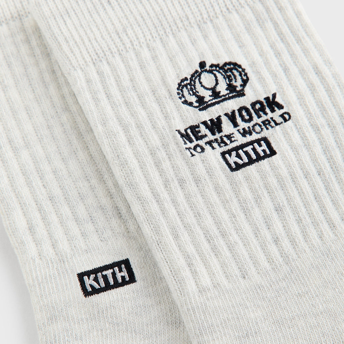 Kith Insignia Cotton Mid Crew Socks - Light Heather Grey