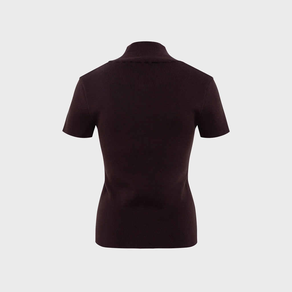 Siedres Mollie Button Detailed Short Sleeve Knit Top - Brown