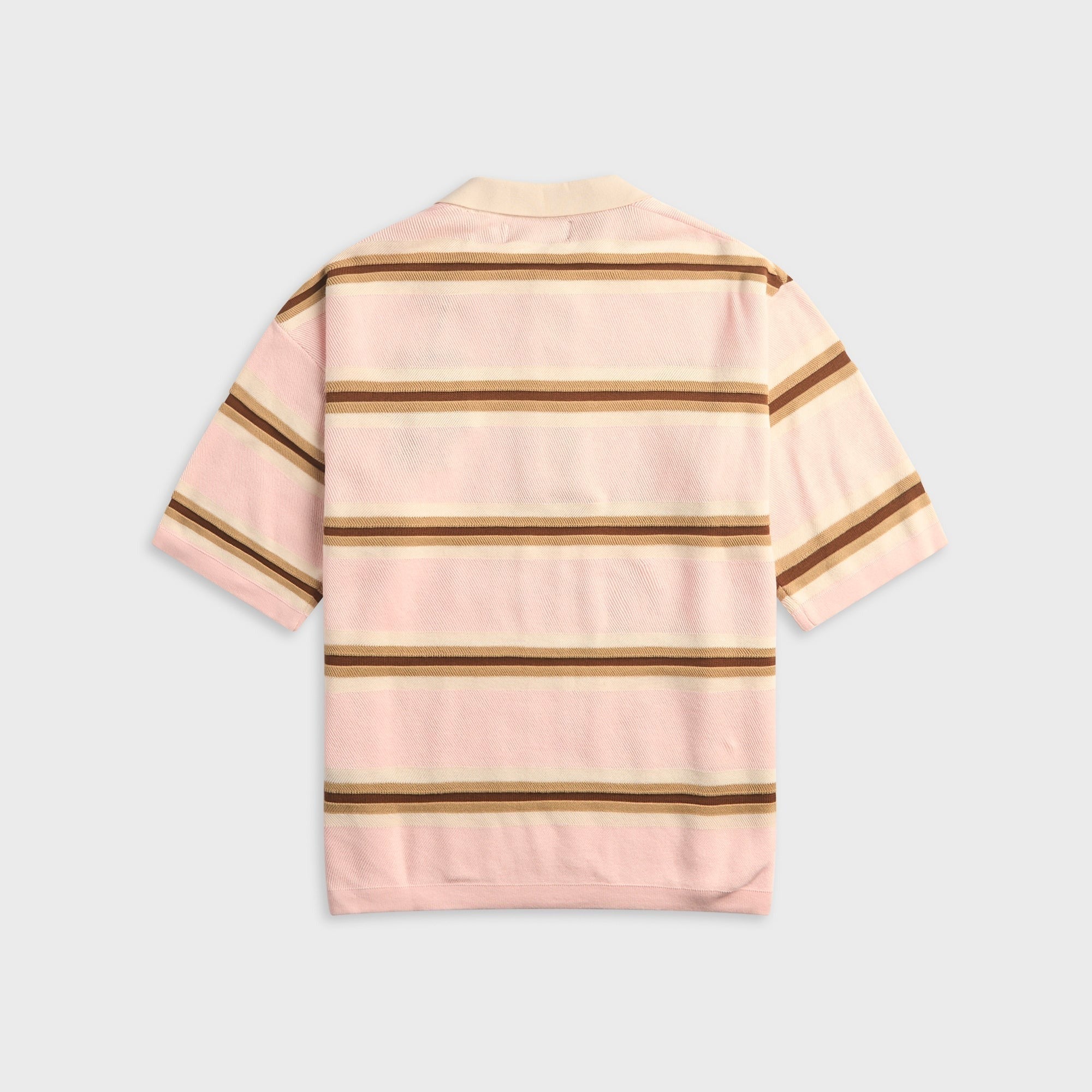 NAHMIAS Knit Striped Polo - Soft Pink Stripe