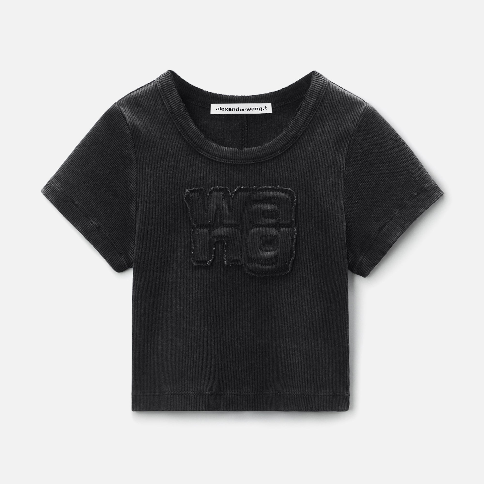Alexander Wang Distressed Edge Rib Baby Tee - Black