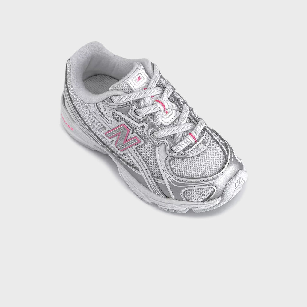 New Balance TD 740 Bungee Lace - Silver Metallic / Signal Pink