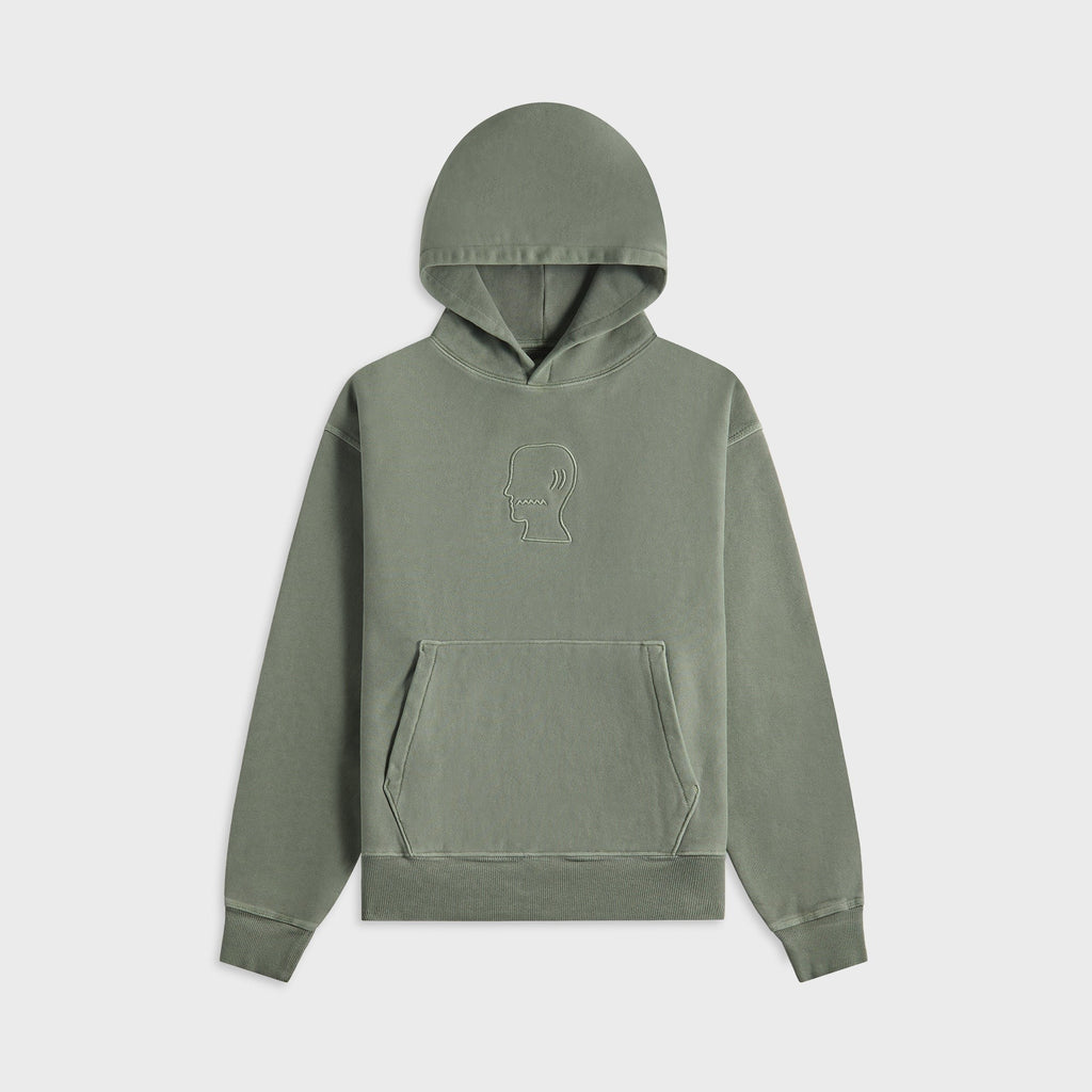 Brain Dead 3D Embroidered Logo Head Garment Dyed Hoodie - Ivy