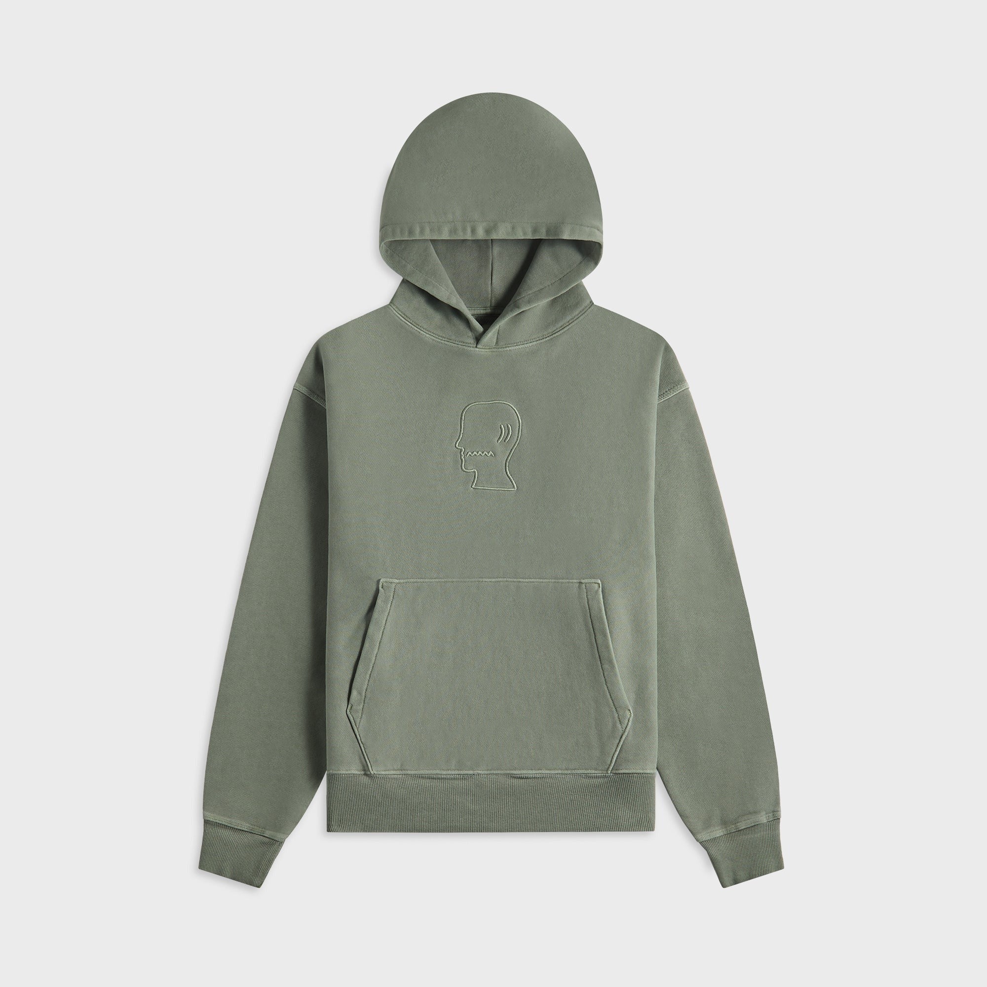 Brain Dead 3D Embroidered Logo Head Garment Dyed Hoodie - Ivy
