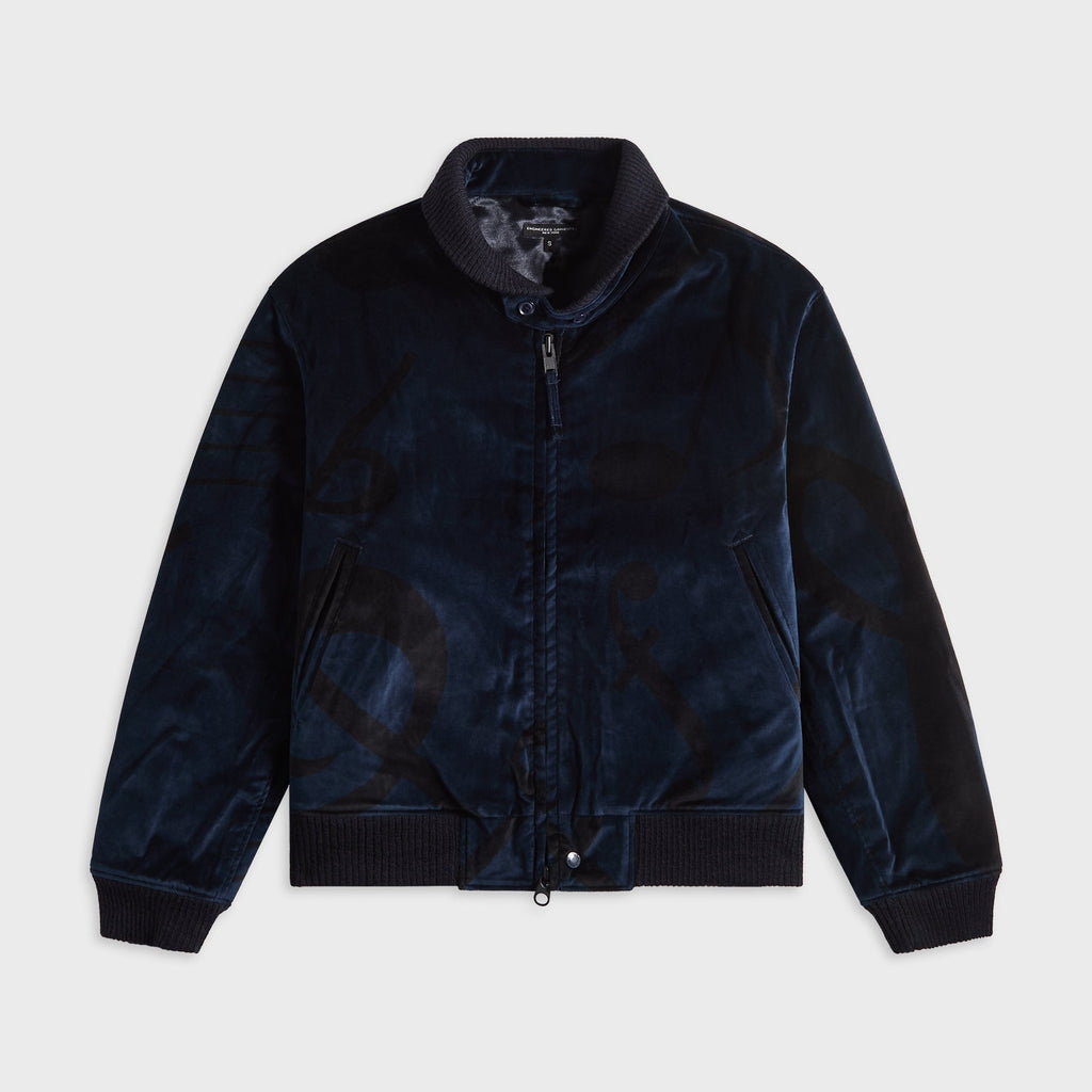 Engineered Garments Cotton Printed Music Note Velveteen Jacket - Navy
