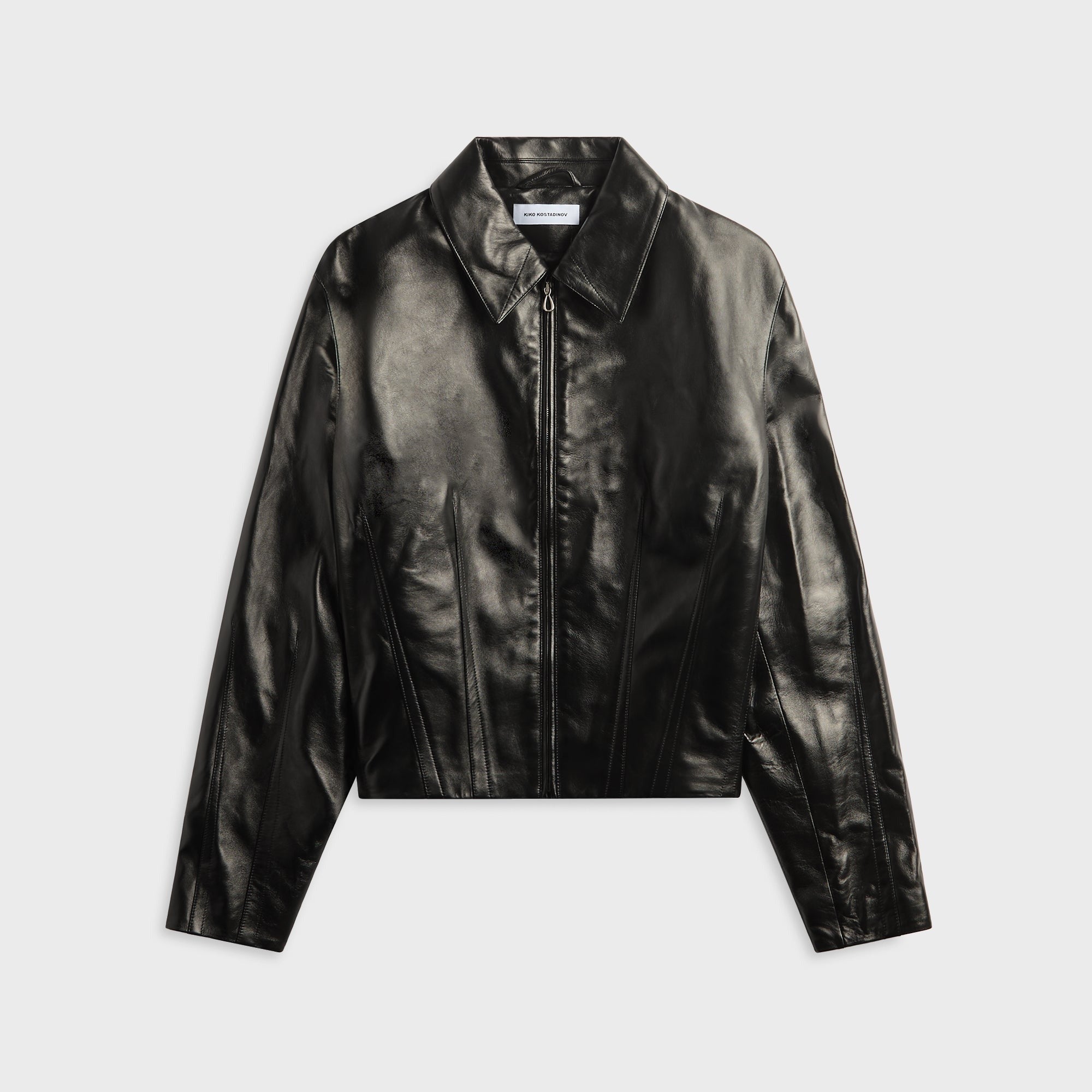 Kiko Kostadinov Lur Leather Jacket - Smokey Black