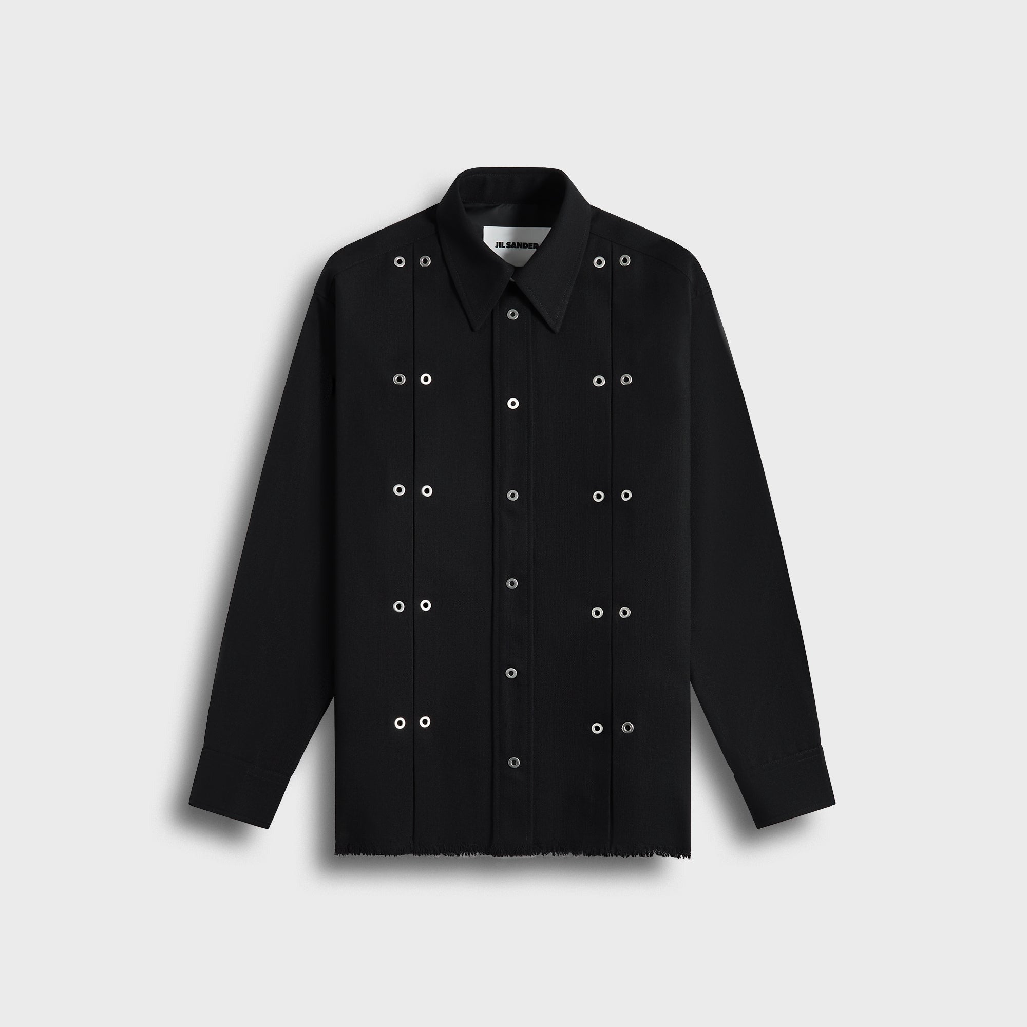 Jil Sander Wool Shirt with Eyelets – Black