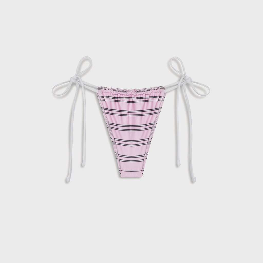 Frankies Bikinis Reversible Tia Satin Bottom - Pink Stripe