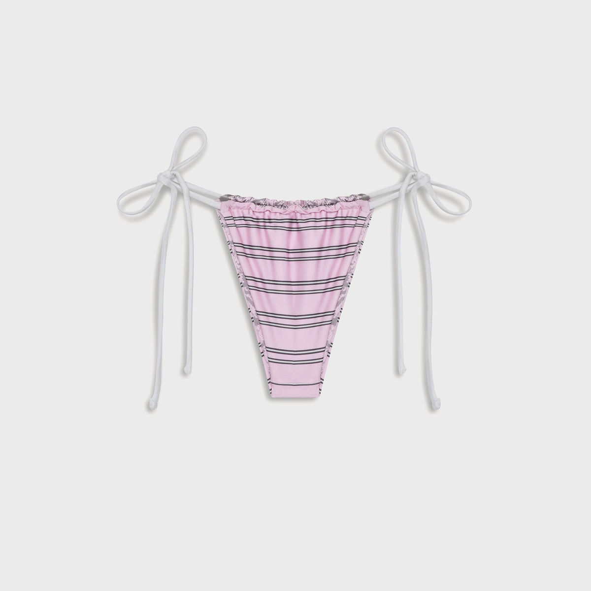 Frankies Bikinis Reversible Tia Satin Bottom - Pink Stripe