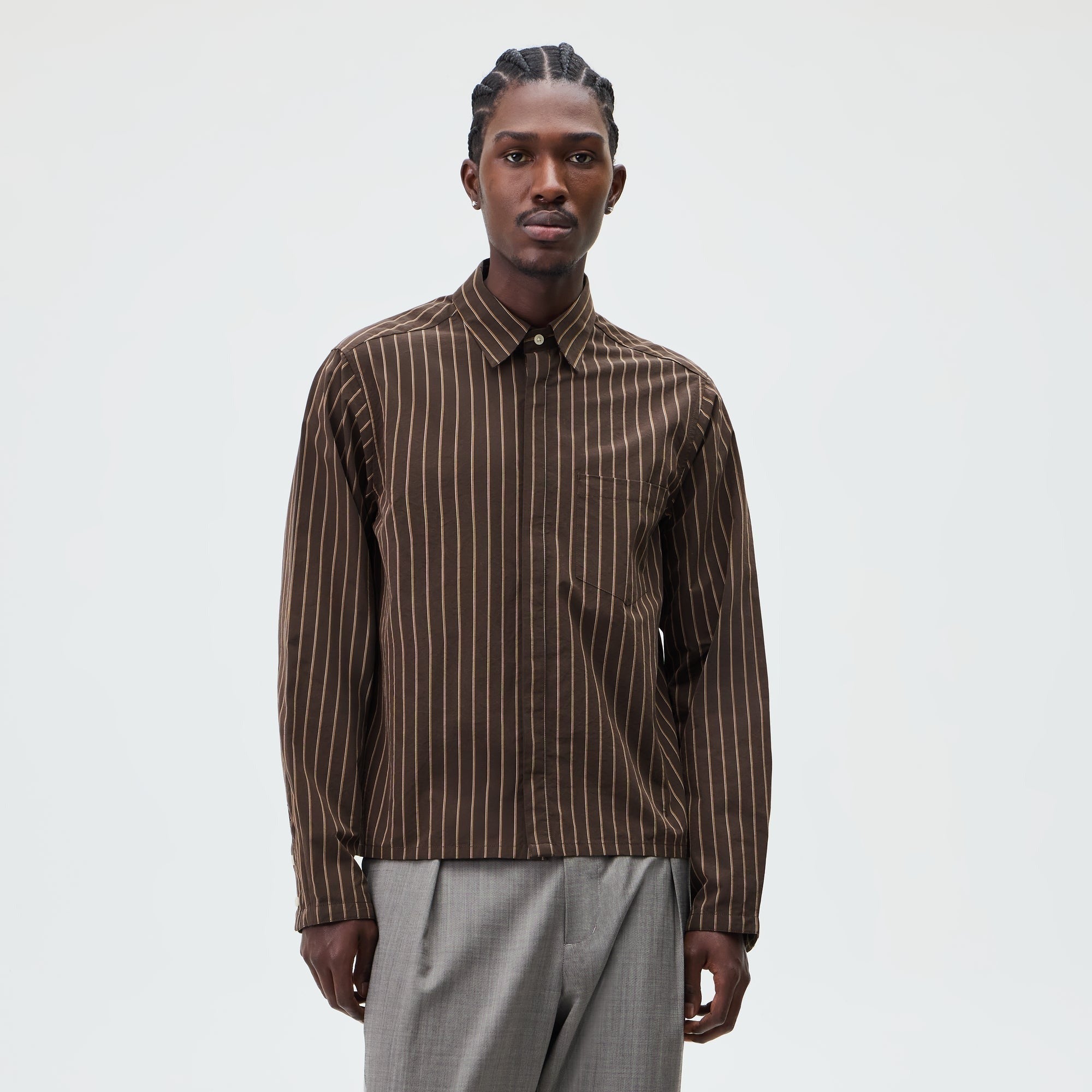 &Kin Striped Poplin Nico Shirt - Derby