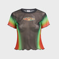 Casablanca Scallop Short Sleeve Printed Mesh Tee - Multi