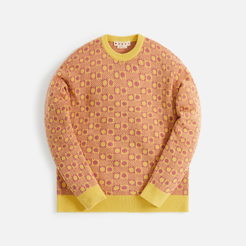Marni Jacquard Shetland Wool Roundneck - Cassis