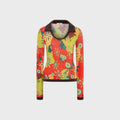 Siedres Palma Printed Contrast Collar Fitted Top - Multi