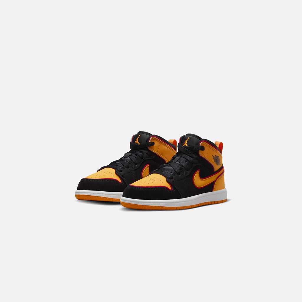 Nike PS Air Jordan 1 Mid SE - Black / Vivid Orange / Cardinal Red / White