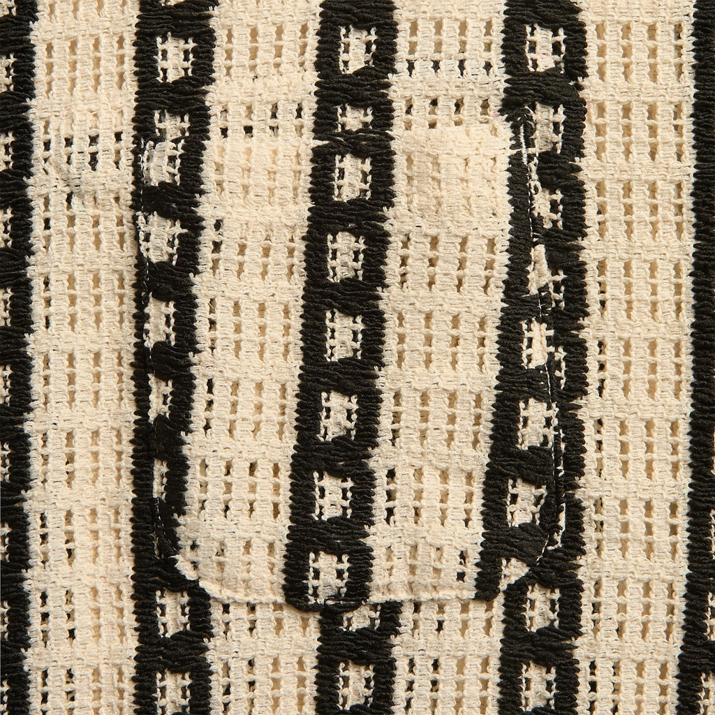 Engineered Garments Stripe CP Crochet Basque Shirt - White / Black