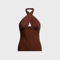 Tae Park Sculpted Halter Top - Brown