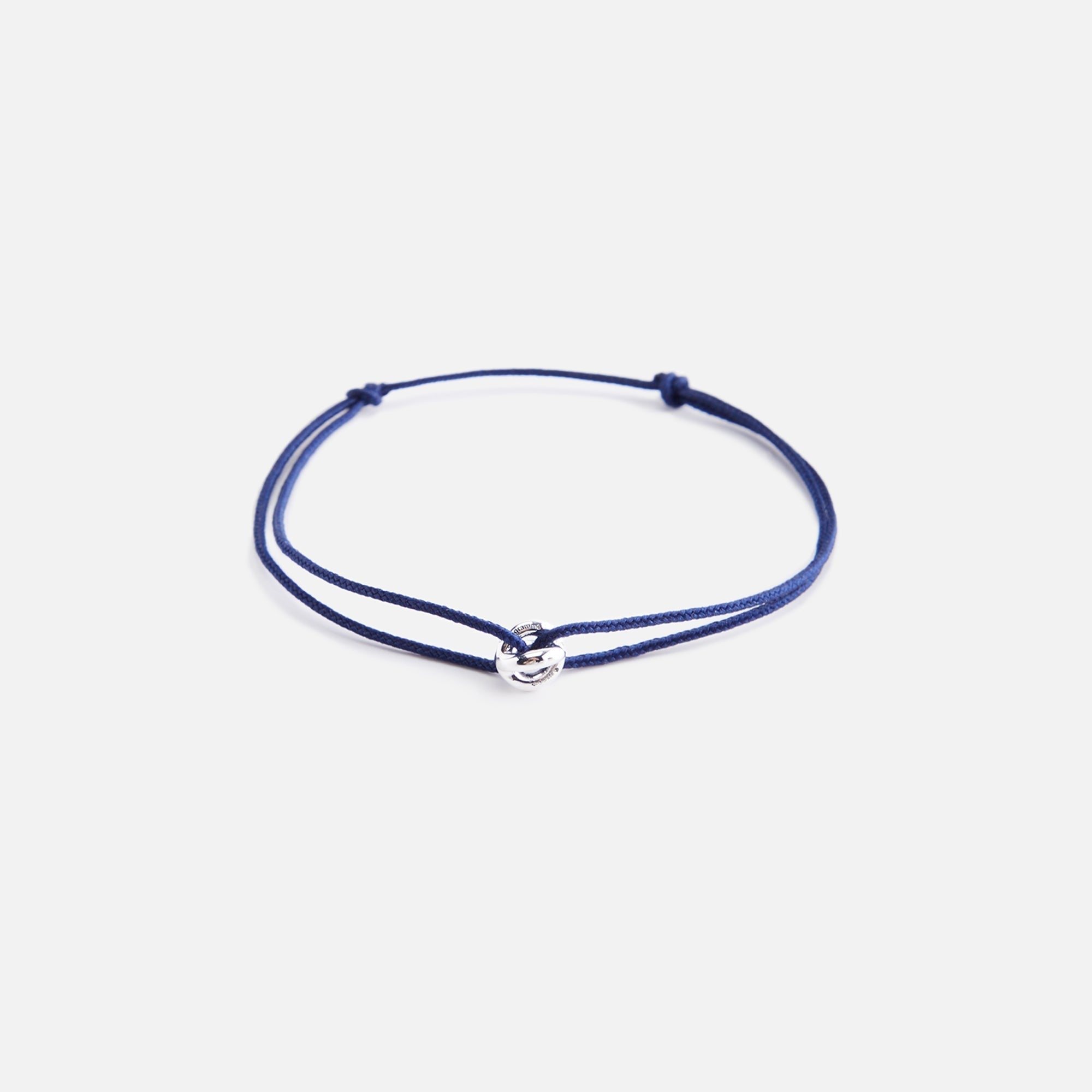 Le Gramme 1g Polished Sterling Silver Entrelacs Cord Bracelet - Navy / Silver