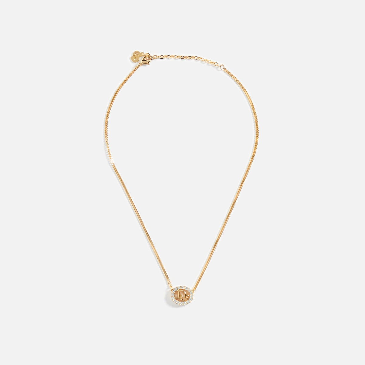 WGACA Dior Crystal CD Oval Necklace - Gold
