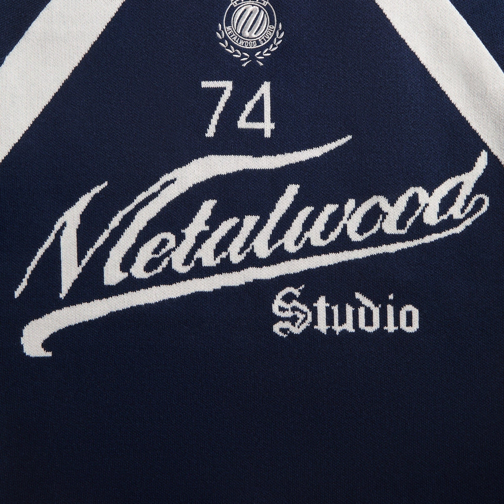 Metalwood Knit Football Top - Navy