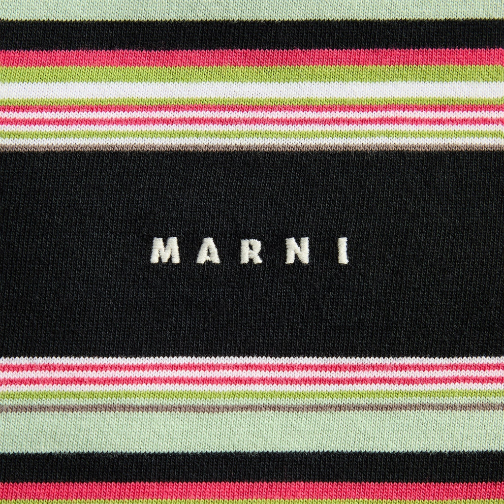 Marni Striped Cotton Polo Shirt - Pale Mint