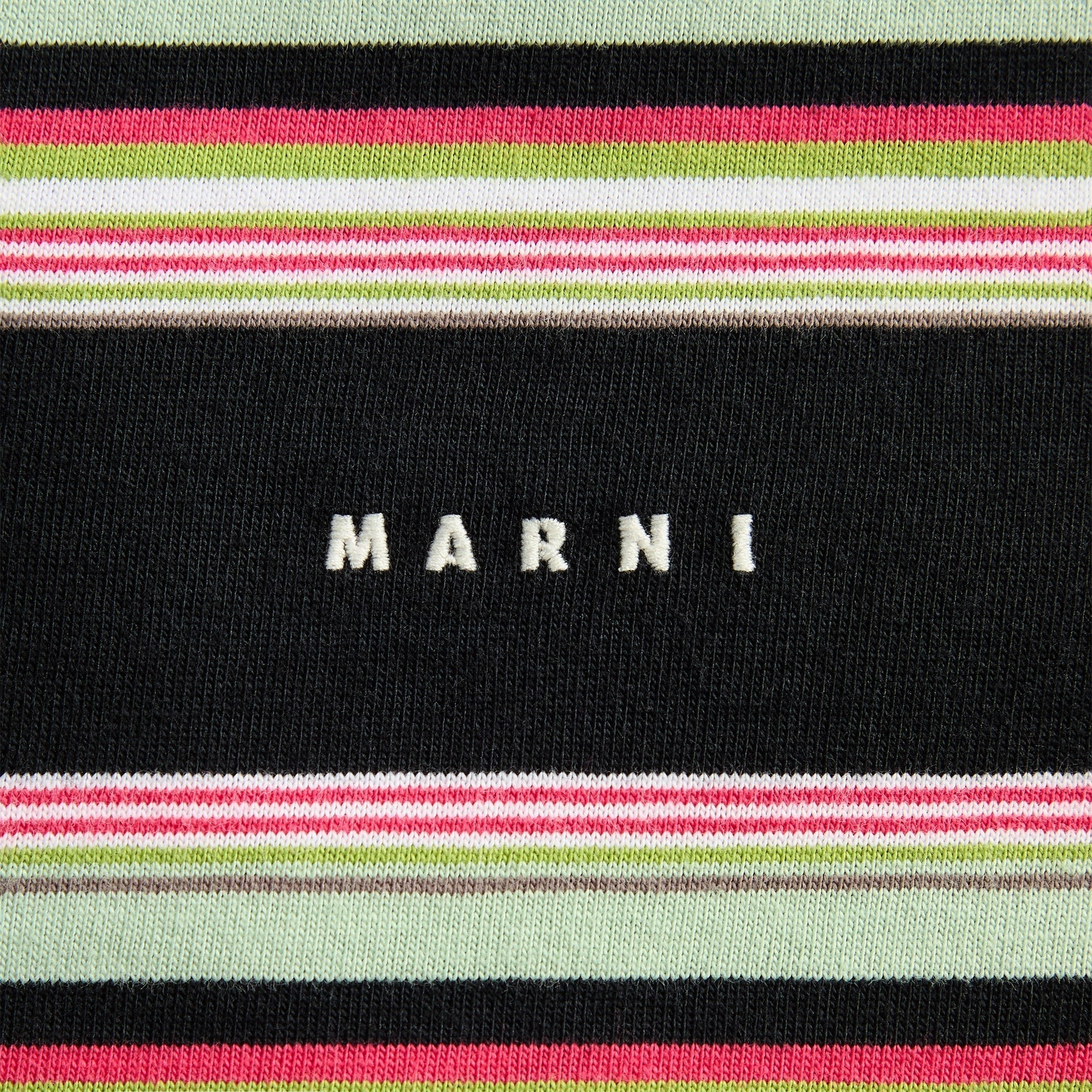 Marni Striped Cotton Polo Shirt - Pale Mint