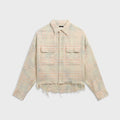 R13 Cropped Work Shirt - Pale Blue Plaid