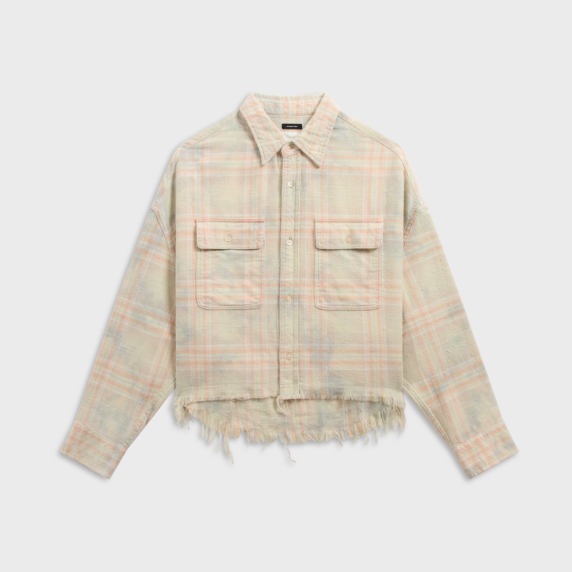 R13 Cropped Work Shirt - Pale Blue Plaid