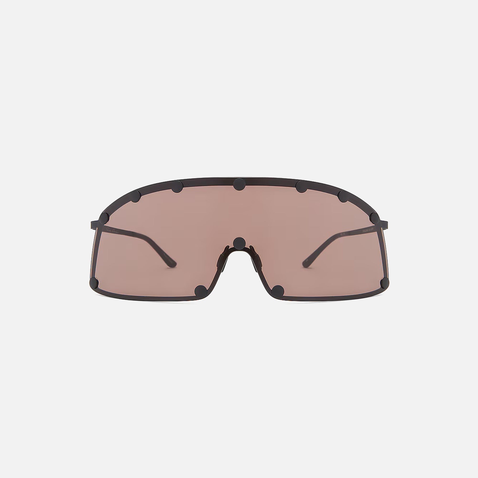 Rick Owens Shielding Sunglasses - Black Temple / Brown Lens