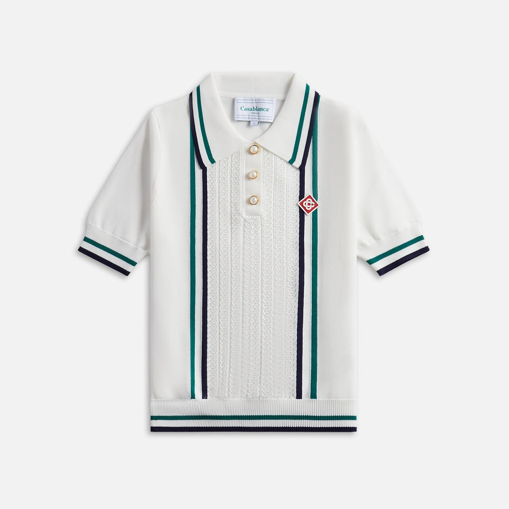 Casablanca Pointelle Tennis Polo - White