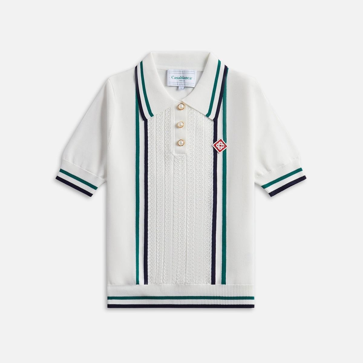Casablanca Pointelle Tennis Polo - White
