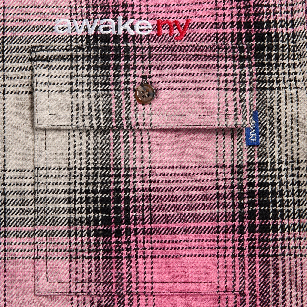 Awake NY Flannel Zip Shirt - Pink