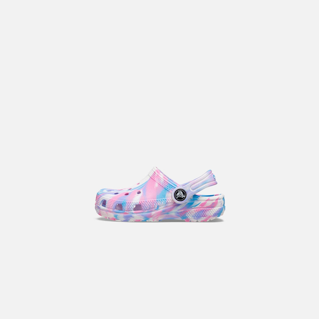 Crocs Kids Classic Marbled Clog - White / Pink
