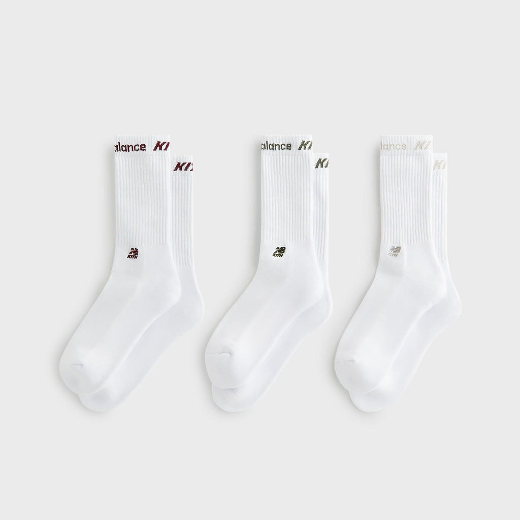 Kith & New Balance Contrast Cuff 3-Pack Crew Socks - White