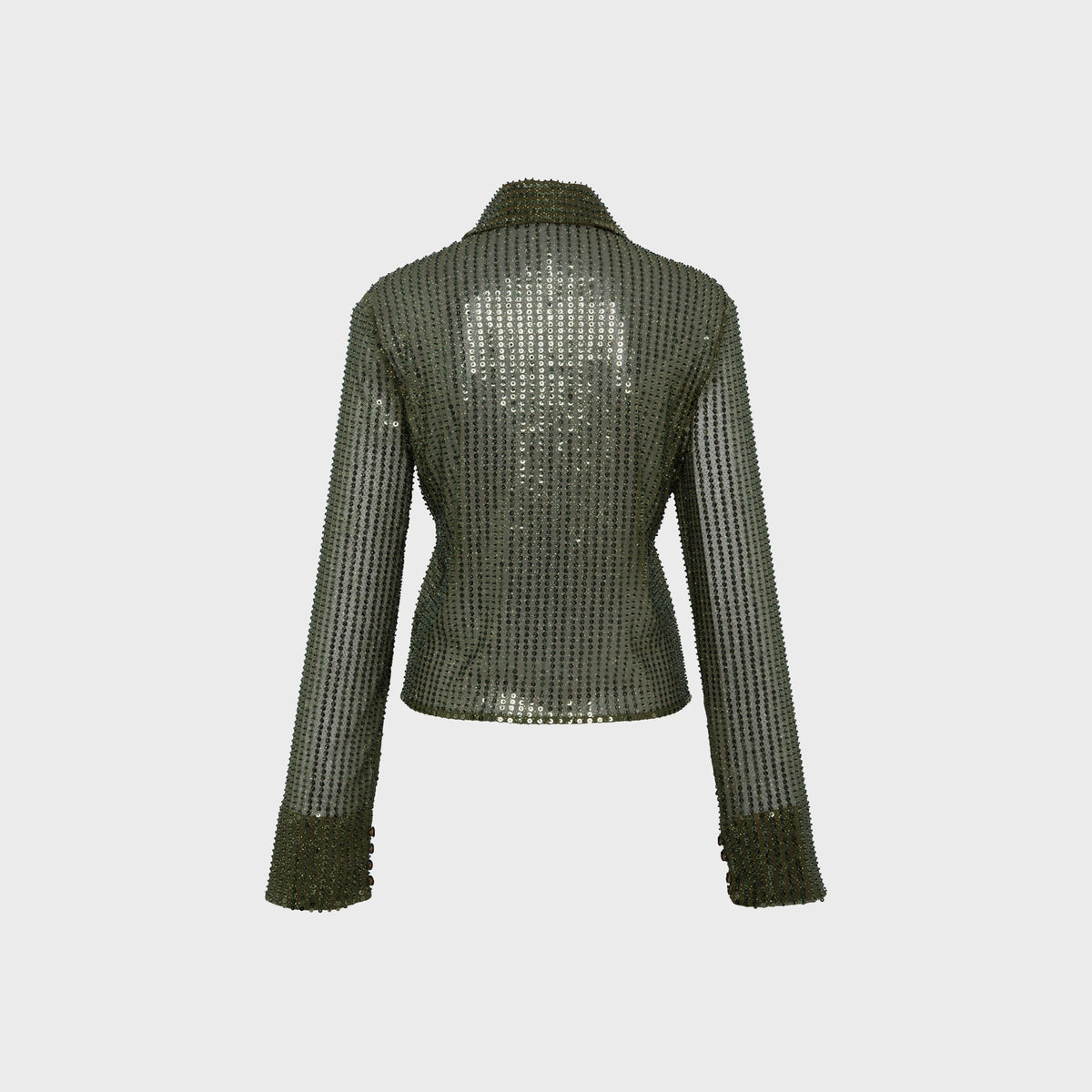 Siedres Sezanne Semi Sheer Sequin Button Down Shirt - Green