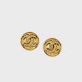 WGACA Chanel CC Round Clip-On Earrings - Gold