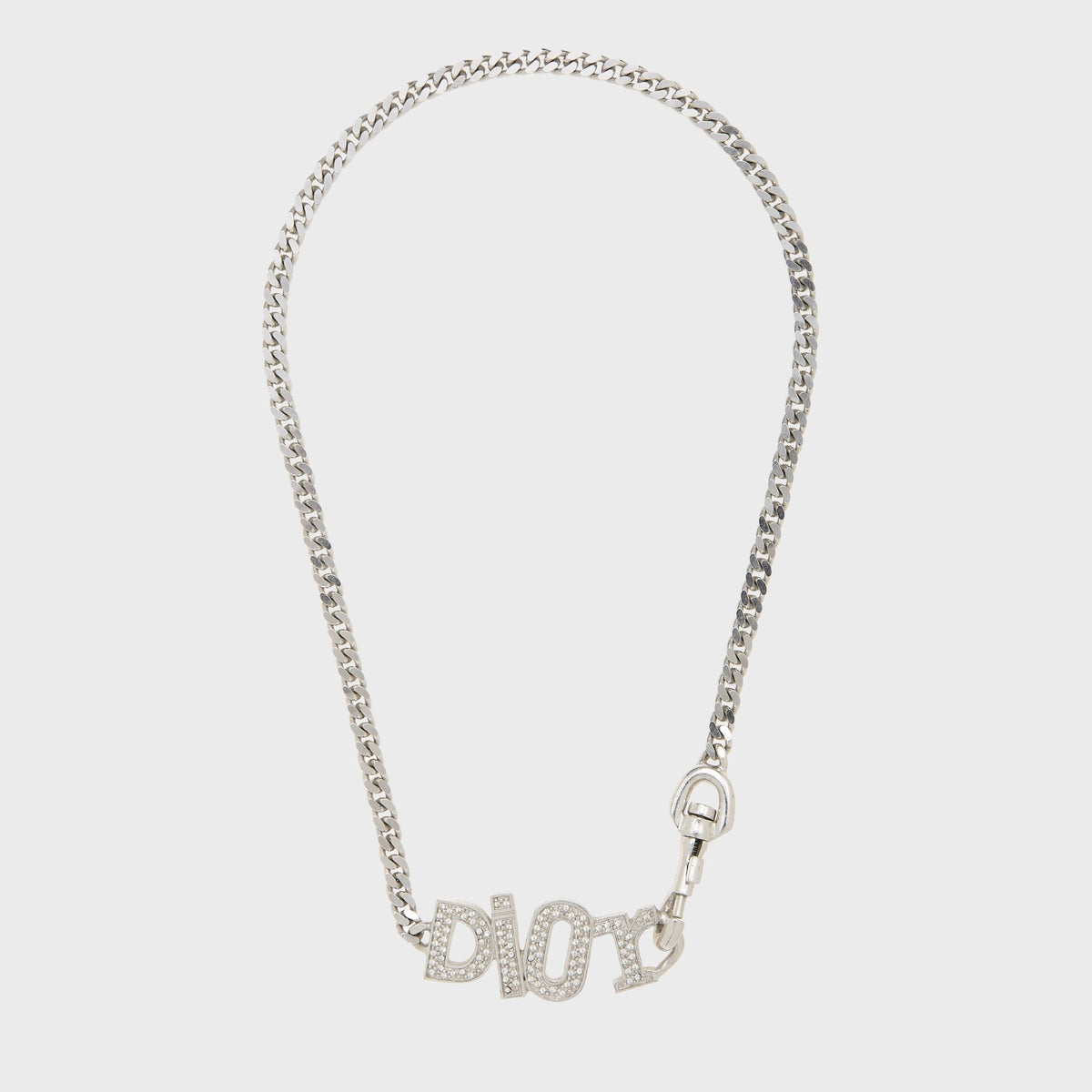 WGACA Dior Crystal Logo Necklace - Silver