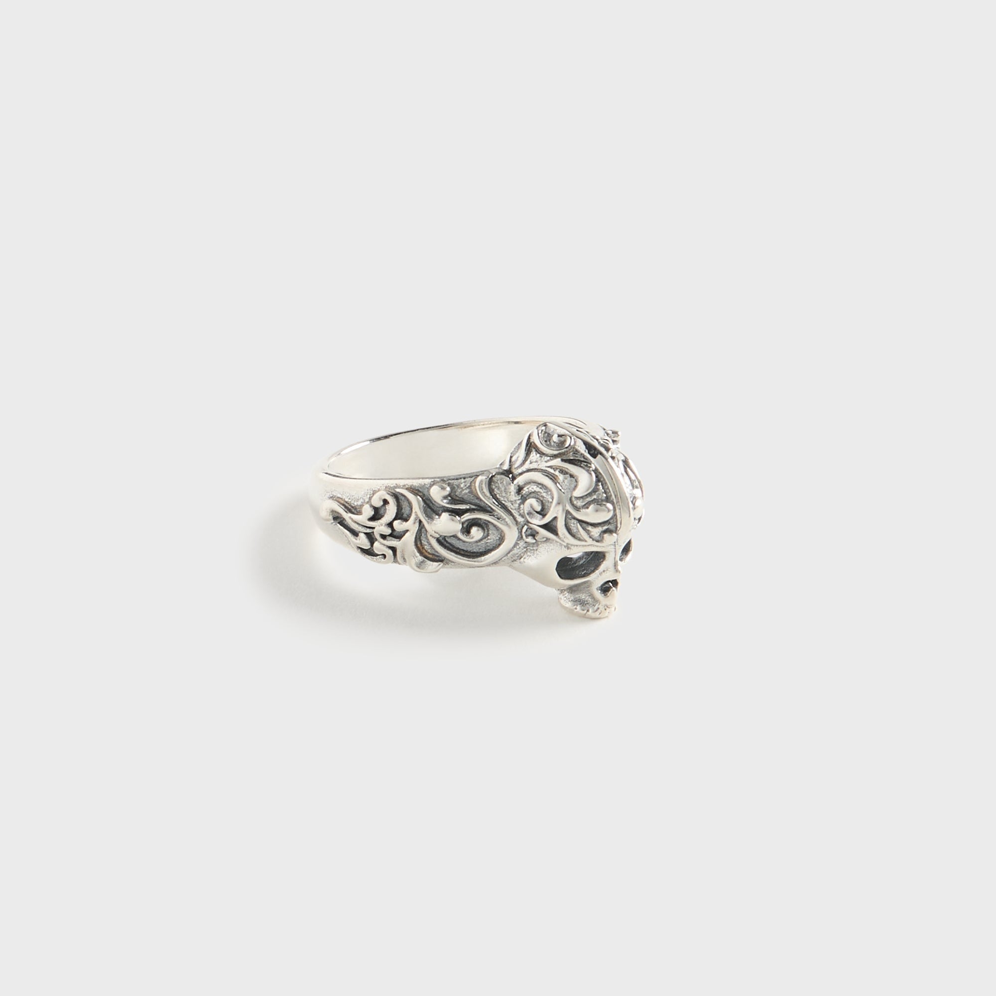 Emanuele Bicocchi Small Flourish Skull Ring - Silver