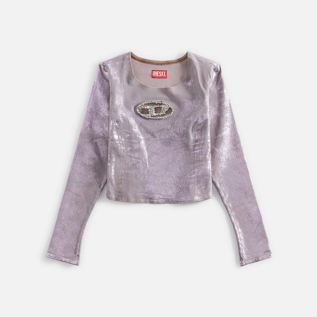 Diesel Logo Long Sleeve Denim Top - Pink
