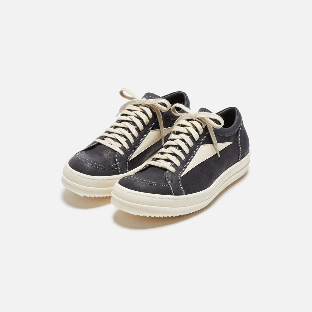 Rick Owens Scarpe Pelle Vintage Sneakers - Black / Milk / Milk