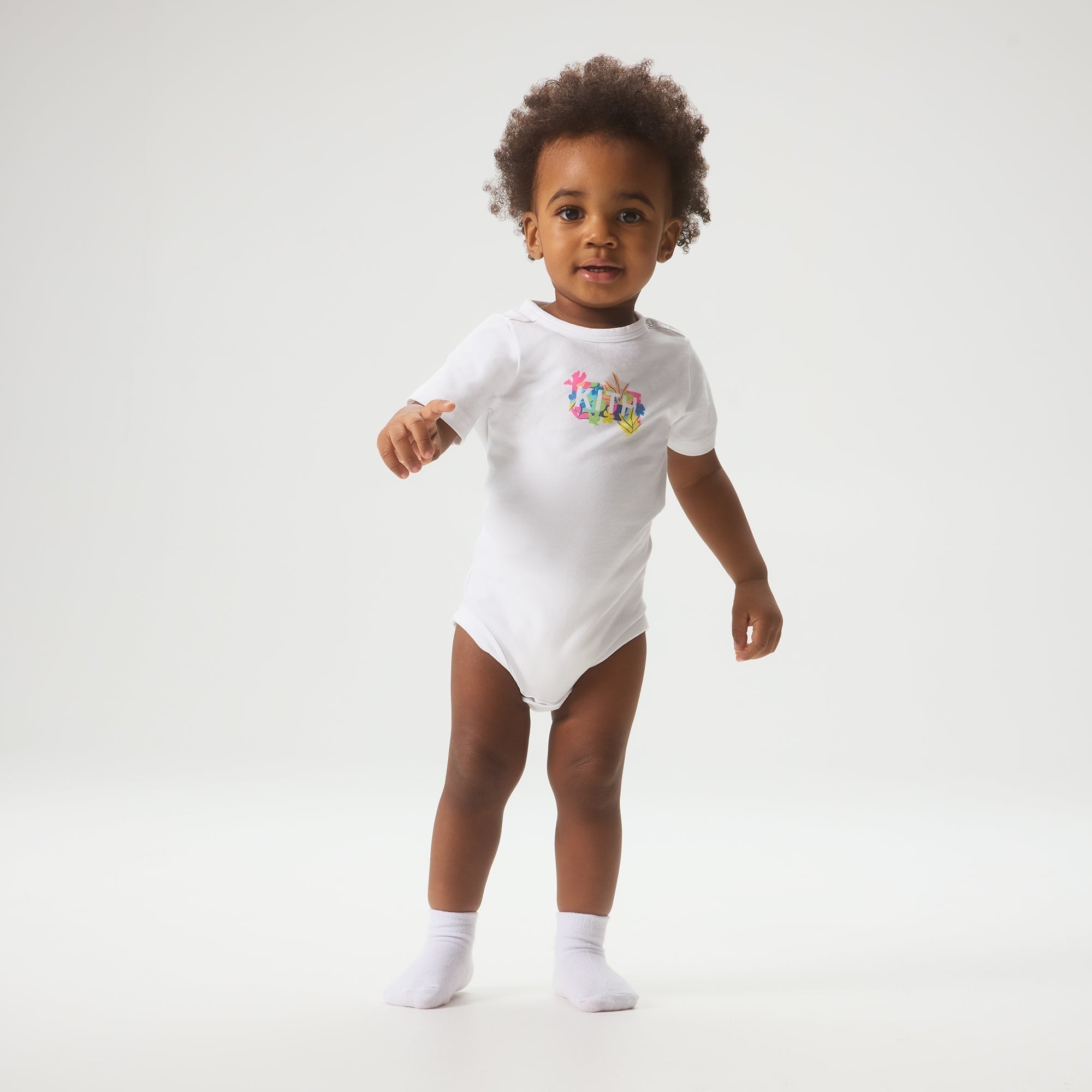 Kith Baby Abstract Tropical Classic Logo Bodysuit - White